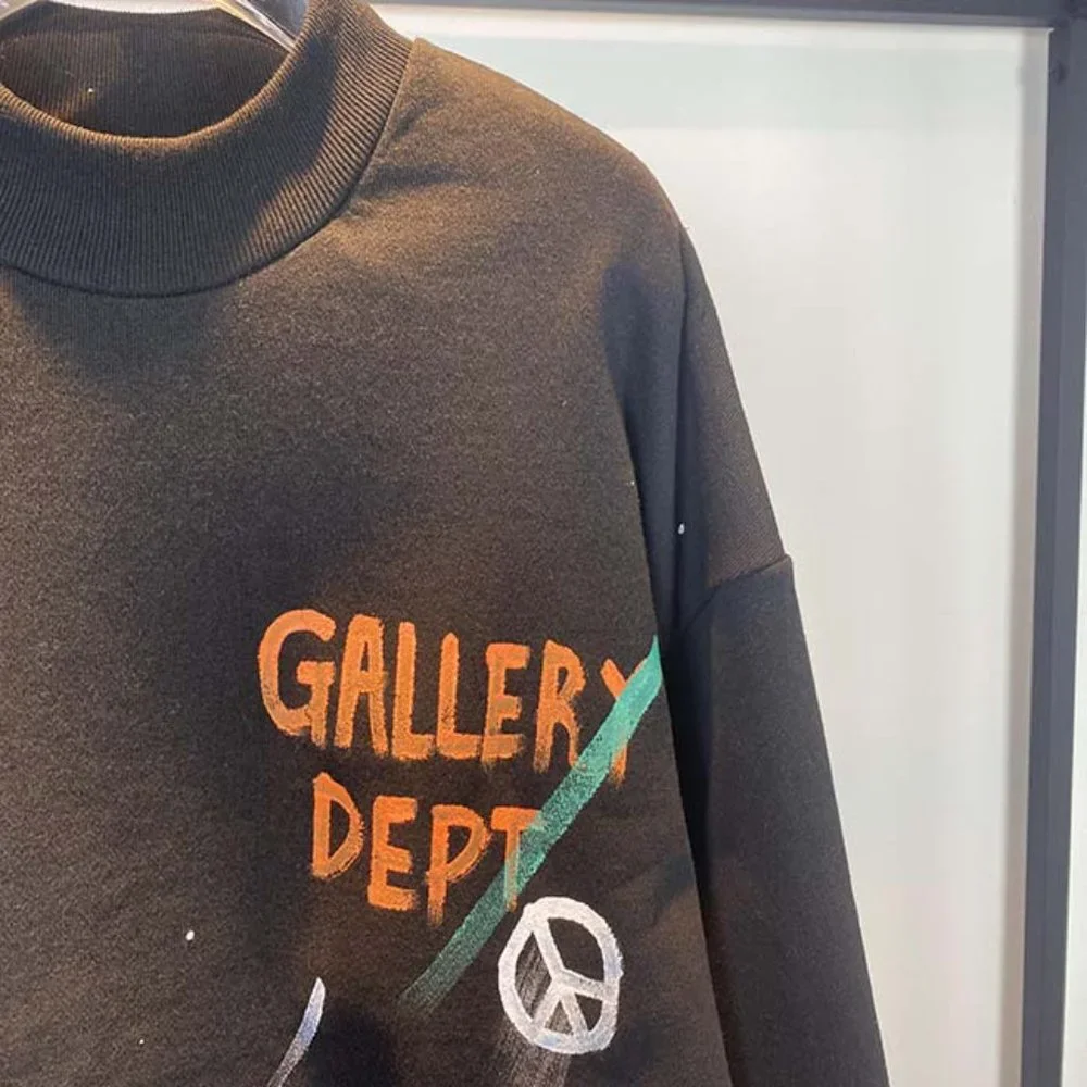 GALLERY DEPT Orange Letter Print Logo T-Shirt - Black Long Sleeve - Picture 14 of 16